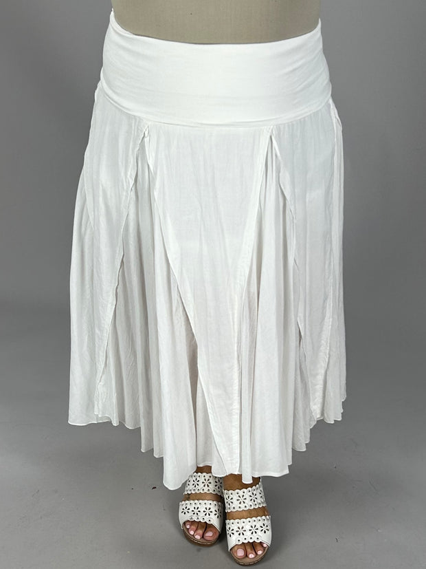 SALE!! BT-U Solid White Flare  Skirt with Elastic Waist & Mini Lining   PLUS SIZE 1X 2X 3X