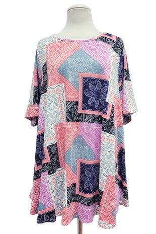 14 PSS {Feminine Faith} Pink Paisley Patchwork Top EXTENDED PLUS SIZE 3X 4X 5X