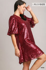 SALE!! 29 SSS {Hot Off The Press} Umgee Wine Sequin Dress PLUS SIZE XL 1X 2X