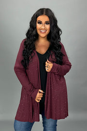 45 OT {Moving Too Fast} VOCAL Deep Plum Cardigan w/Studs PLUS SIZE XL 2X 3X