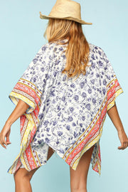 SALE!! 33 OT-A {Still Holds True} Ivory/Blue Floral Kimono PLUS SIZE XL 2X 3X