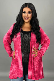 36 OT {See Me Clearly} VOCAL Raspberry Cardigan w/Studs PLUS SIZE XL 2X 3X