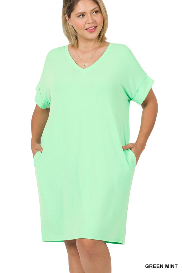 51 SSS {Stating My Opinion} Mint Green V-Neck Dress PLUS SIZE 1X 2X 3X