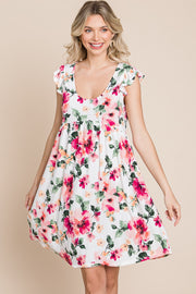 28 PSS {Garden of Joy} Ivory/Pink Floral  Babydoll Dress PLUS SIZE 1X 2X 3X