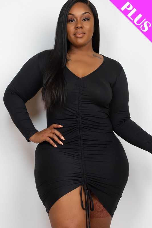 22 SQ {Encore Please} Black V-Neck BodyCon Dress PLUS SIZE 1X 2X 3X