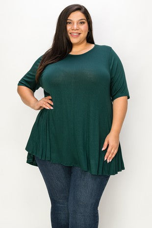 14 SSS {Simply Serene} Dark Green Short Sleeve Top EXTENDED PLUS 3X 4X 5X