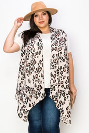 46 OT {Seriously Sassy} Ivory & Tan Animal Print Vest EXTENDED PLUS SIZE  3X 4X 5X