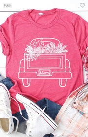 SALE!! 19 GT-N {Bloom Truck} Heather Berry Graphic Tee PLUS SIZE 2X 3X