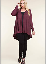 45 OT {Moving Too Fast} VOCAL Deep Plum Cardigan w/Studs PLUS SIZE XL 2X 3X