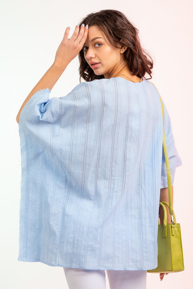 92 SSS {Reach For The Sky} Sky Blue Cinched Waist Poncho PLUS SIZE 1X 2X 3X