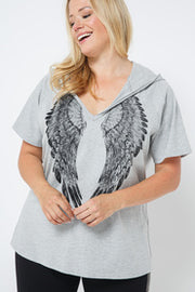 55 HD {Ready To Fly} VOCAL Heather Grey Angel w/ Cut Out Sleeves PLUS SIZE XL 2X 3X