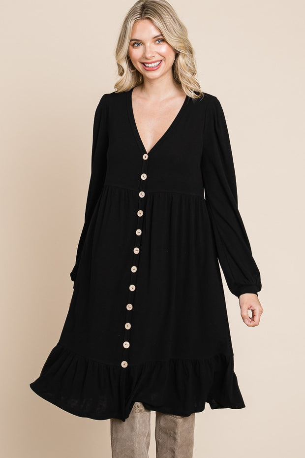 SALE!! 58 SLS {I Have Arrived} Black Tiered Dress w/Buttons PLUS SIZE 1X 2X 3X