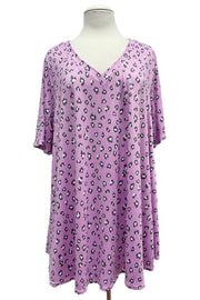 62 PSS {Making History} Lavender Leopard Print V-Neck Top EXTENDED PLUS SIZE 3X 4X 5X