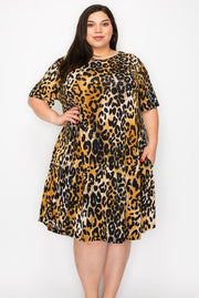 SALE!! 22 PSS-C {Featured Film} Brown Tan Animal Print Dress EXTENDED PLUS SIZE 3X 4X 5X