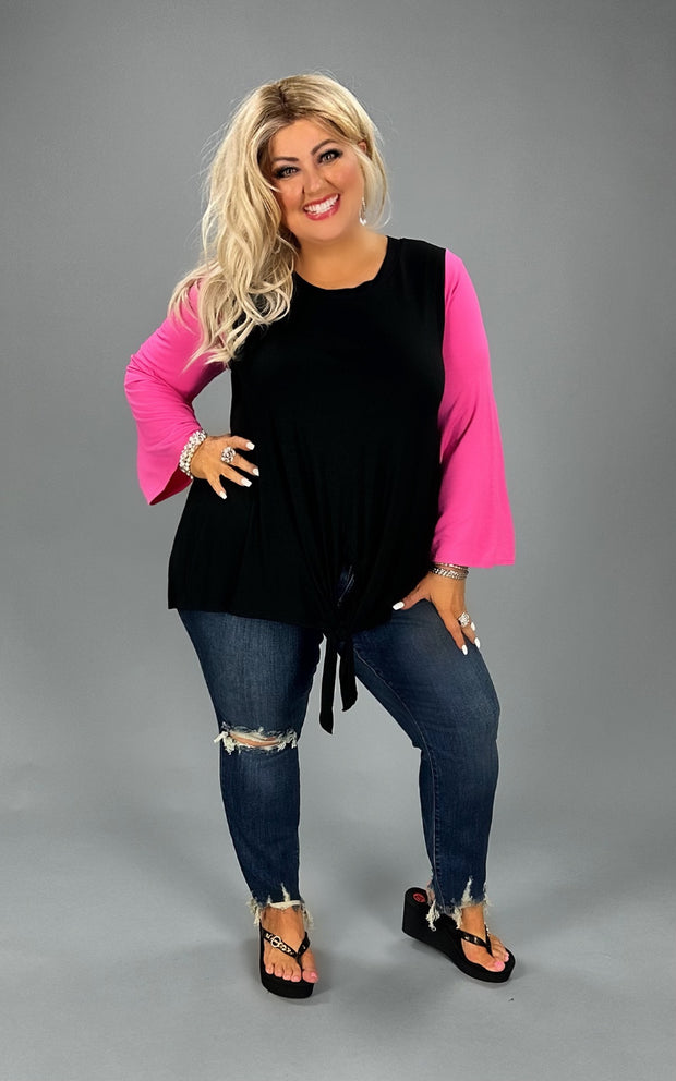 40 CP {Whatever You Like} Black Pink Front Tie Top EXTENDED PLUS SIZE 4X 5X 6X