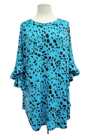 95 PQ {Born With Style} Blue Dalmation Print Top EXTENDED PLUS SIZE 4X 5X 6X