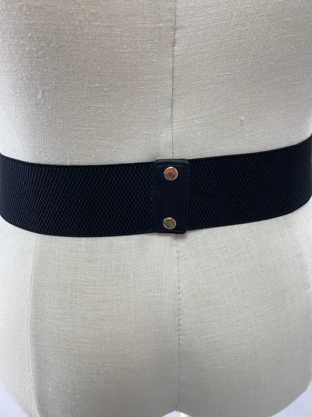 BELTS {So Glam} Black/Gold Stretch Belt w/Back Snaps PLUS SIZE 1X 2X