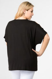 SALE!! 19 OS {Always The One} Black Ladder Sleeve Top PLUS SIZE 1X 2X 3X