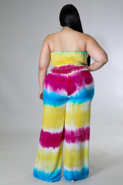 99 SET {Admittedly Extra} Yellow Tie Dye Bandeau Pant Set EXTENDED PLUS SIZE 5X