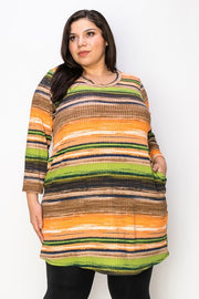 29 PLS {No Stopping Me} Orange Stripe Print Tunic CURVY BRAND!!! EXTENDED PLUS SIZE 4X 5X 6X