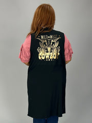 SALE! 11 OT {Wild West Cowboy} Black Ribbed Graphic Vest PLUS SIZE 2X