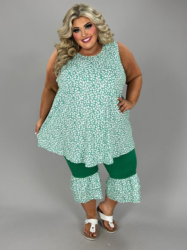 23 SET {Marvel At Curvy} Green Floral Ruffle Pants Set CURVY BRAND!!!  EXTENDED PLUS SIZE XL 2X 3X 4X 5X 6X