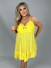 SALE!! 32 SV-B {Holly Sunshine} Yellow Lace Trim Sundress PLUS SIZE 1X 2X 3X