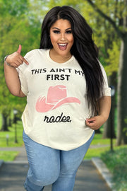 SALE!! 66 GT-I {First Rodeo} Beige Pink Hat Print Graphic Tee PLUS SIZE 1X 2X 3X