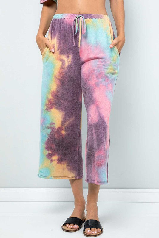 BT-J {Around For Fun} Pink/Magenta Tie Dye Cropped Pants PLUS SIZE 1X 2X 3X