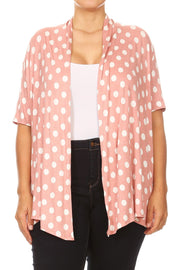 23 OT {Calling All Dots} Dusty Pink Polka Dot Cardigan PLUS SIZE XL 2X 3X