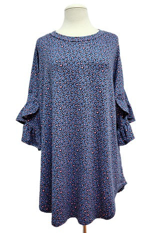 62 PSS {Tell Your Story} Purple Blue Leopard Print Top EXTENDED PLUS SIZE 4X 5X 6X