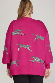 SALE!! 29 SD {Cheetah Love} Hot Pink Cheetah Sweater PLUS SIZE XL 1X 2X