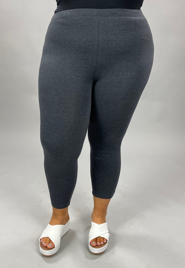 LEG-4 {Simplifying Life} H. Dark Charcoal Capri Leggings EXTENDED PLUS SIZE 3X/5X