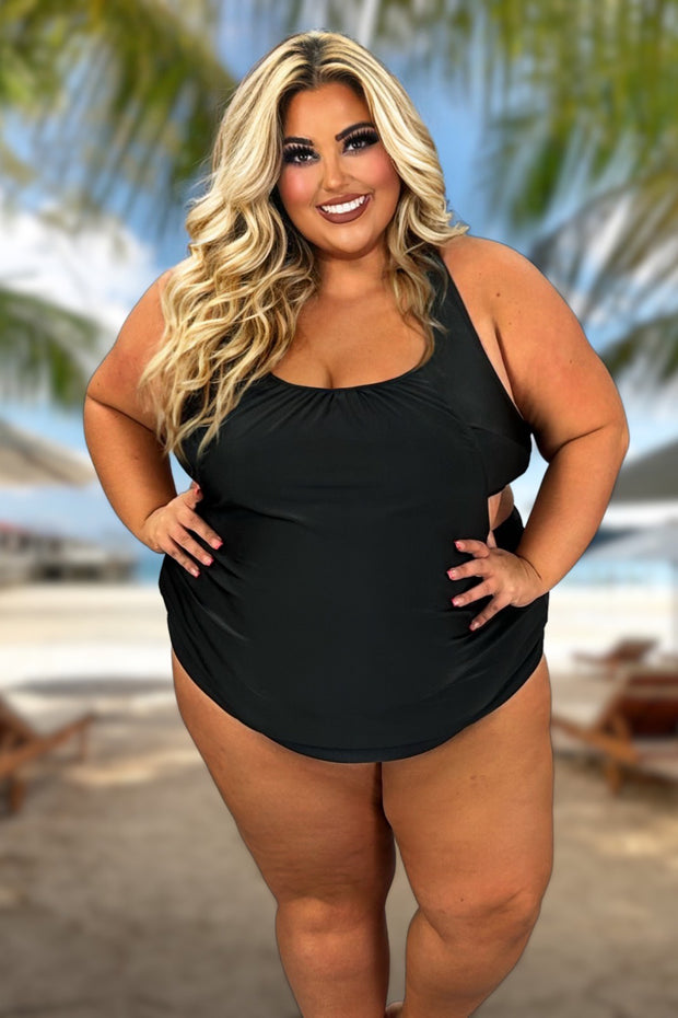 SALE!! SWIM-E {Kissed By The Sun} Black Racerback 2 Piece Swimsuit PLUS SIZE 4X