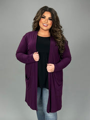 64 OT {Worth A Mention} Dk Plum Cardigan w/Pockets PLUS SIZE 1X 2X 3X