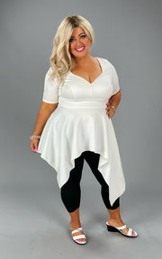 SALE!! 26 SSS-T [City Lights} Ivory Sweetheart Peplum Top PLUS SIZE 1X 2X 3X