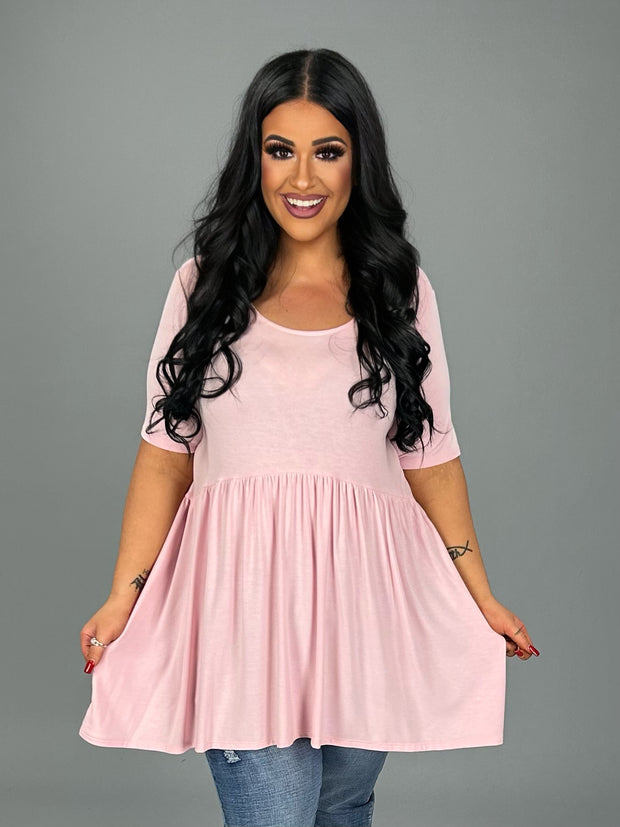 SALE!! 34 SSS-C {Feeling The Love} Dusty Pink Babydoll Tunic PLUS SIZE 1X 2X 3X