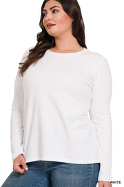 53 SLS {Basic Principles} White Long Sleeve Top PLUS SIZE 1X 2X 3X