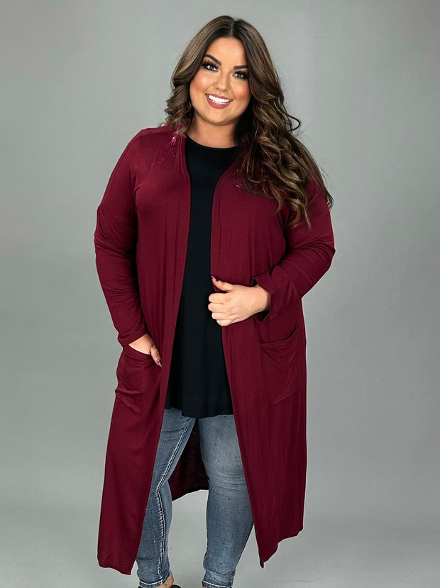 SALE!! OT-Z {Free Falling} Burgundy Slouchy Pocket Cardigan