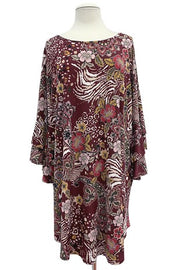 16 PQ {High Hopes} Wine Paisley Floral Tunic  EXTENDED PLUS SIZE 3X 4X 5X (True to Size)