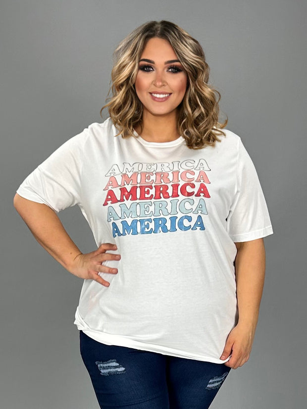 18 GT-L {America} White Graphic Tee PLUS SIZE 2X 3X