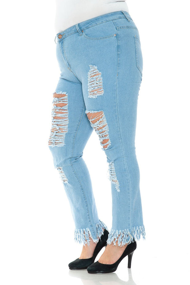 BT  {Winning You Over} Lt. Blue Distressed Jeans EXTENDED PLUS SIZE 14 16 18 20 22 24