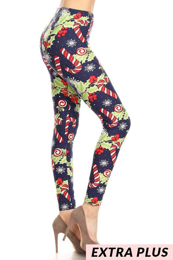 LEG-66 {Christmas Party} Navy Holiday Leggings  PLUS SIZE