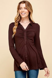 55 SLS {New Topic} Brown Button Up Top PLUS SIZE XL 2X 3X