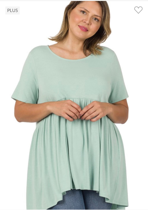 SALE!!  34 SSS {Feeling The Love} Dusty Green Babydoll Tunic PLUS SIZE 1X 2X 3X