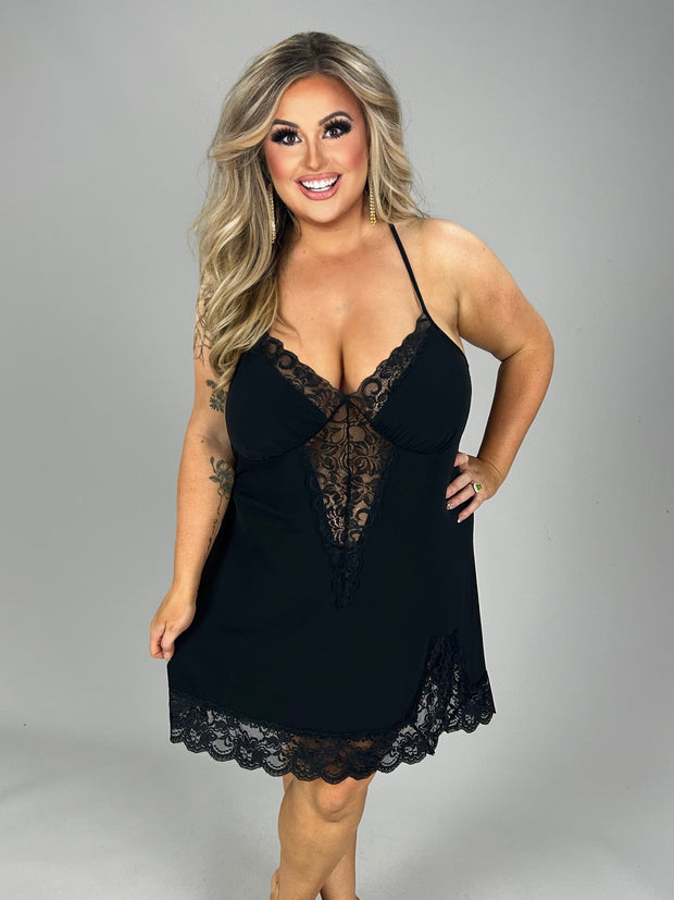 99 SV-D {Hold On} Black Lace Trim Lingerie PLUS SIZE 1X 2X 3X 4X 5X 6X