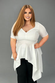 26 SSS-T [City Lights} Ivory Sweetheart Peplum Top PLUS SIZE 1X 2X 3X