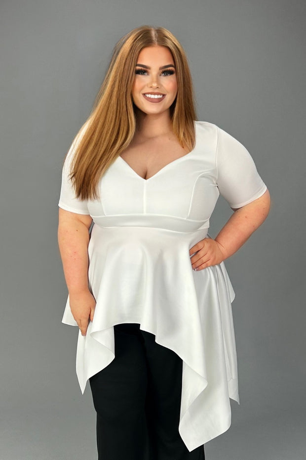 SALE!! 26 SSS-T [City Lights} Ivory Sweetheart Peplum Top PLUS SIZE 1X 2X 3X