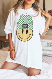 SALE!! 32 GT-B (Lucky Smiley Face) White Graphic Smiley Face  PLUS SIZE 1X 2X 3X