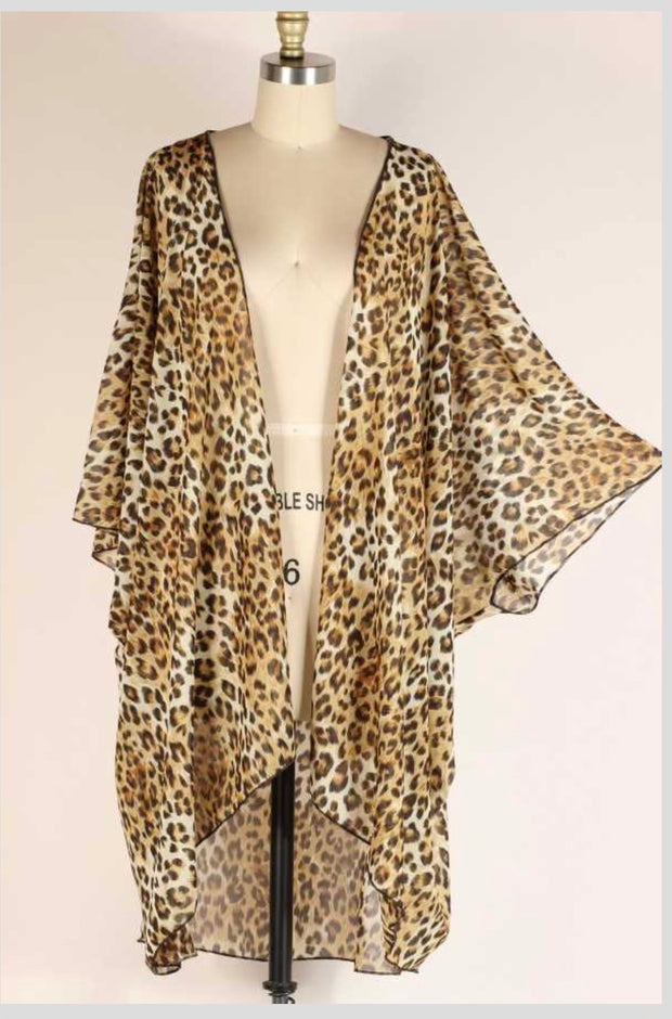 SALE!! 55 OT {Leopard Attack} Leopard Print Kimono EXTENDED PLUS SIZE 3X 4X 5X